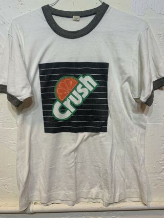Vtg 80s Orange Crush Ringer T Shirt Promo Size Mens L Rare