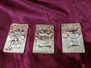 1999 Rare Pokemon 23k Gold - Plated Trading Card Set Of 3 (mewtwo Togepi Pikachu)