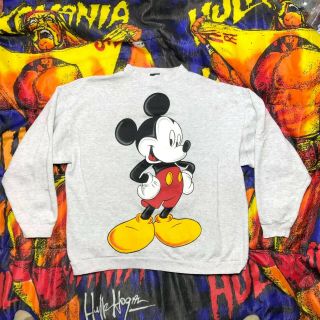 Rare Vintage Disney Mickey Mouse Sweatshirt Large / Xl Gray Anime Cartoon 90s
