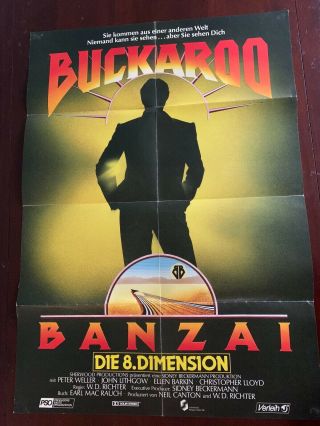 Adventures Of Buckaroo Banzai German Movie Poster 1984 Very Rare 80s Sci Fi