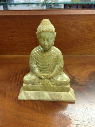 Vtg Rare Hand Carved Stone Meditation Buddha Sculpture Collectible Made In India
