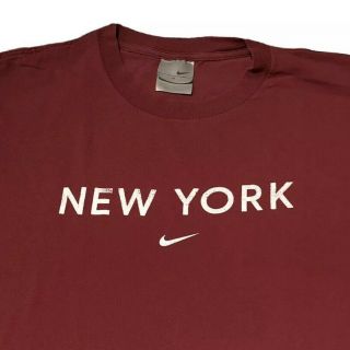Vintage 90s Nike Gray Tag York Logo Red T Shirt Size Xl Rare Center Swoosh