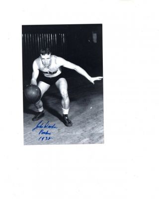 John Wooden Hand Signed 4x6 Photo Rare College Pose At Purdue Ucla