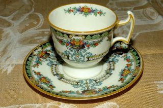 Antique Royal Doulton Enamel Flowers Demitasse Cup & Saucer (s) Rare Exc