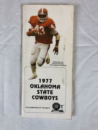 1977 Oklahoma State Cowboys Football Media Guide Yearbook Terry Miller - Rare