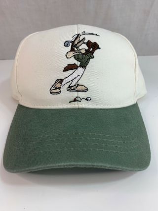 Rare Vintage Looney Tunes Wile E Coyote Golf Hat Cap Adjustable Strap Back