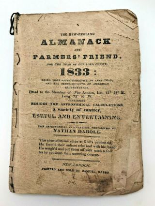 Rare Vintage The - England Almanack,  Farmers Friend - 1833 London