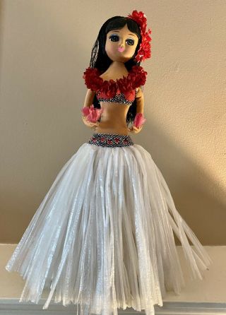 Rare Vintage Hawaiian Big Eyed Hula Doll Brunette Bradley? Sepko?