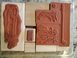 Stampin Up Fore Golf Sports Wood Stamps Rare Set Vintage 1997