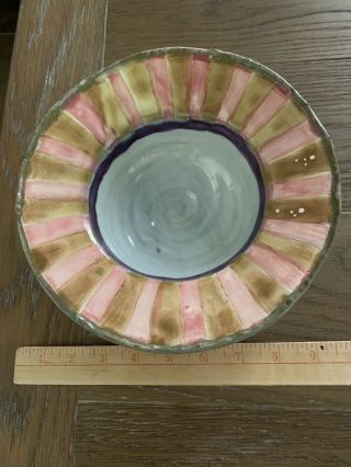 Mackenzie Childs Vintage Striped Pottery Bowl 8 1/2” Rare 2