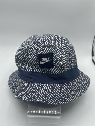 Rare Nike Womens Golf Bucket Hat Medium Navy Blue Reversible Hat