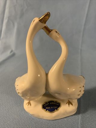 Rare Italian Capodimonte Porcelain Swan Pair White With Gold Trim Lady Angela