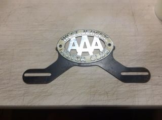 Vintage Rare West Jersey Aaa Motor Club With Bracket,  License Plate Topper