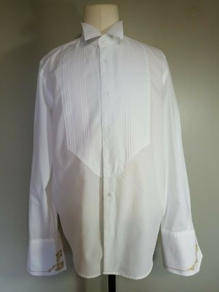 Mens Robert Graham Rare Tuxedo French Cuffs Dress Shirt M/l 41 16 Euc White