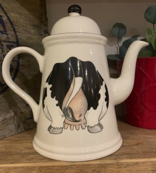 Vintage RARE Arthur Wood Front & Back Dairy Cow Coffee Pot / Tea Pot Large 2