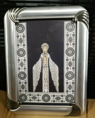 Rare Framed Erte Byzantine Glitter Art Blank Greeting Card 2003 Sevenarts