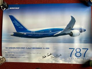 Boeing B787 Dreamliner First Flight Poster Signed By The Crew (rare)