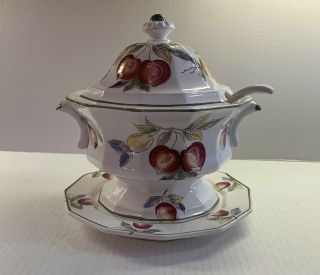 Rare Vintage China Apple Soup Tureen With Lid & Ladle