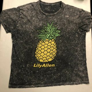 Lily Allen Pineapple Acid Wash Tie Dye Size L Large Black T Shirt Rare Band Tee