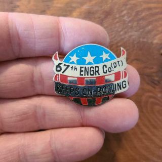 Rare Vietnam War 67th Engineer Company Beer Can Dui Di Crest Pin