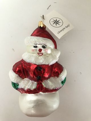 Christopher Radko Snowman Christmas Ornament With Glitter 1996 90’s Rare Euc