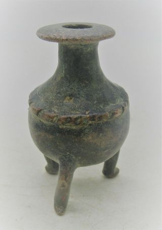 Ancient Near Eastern Bronze Tripod Vessel Kohl Applicator Rare Artefact