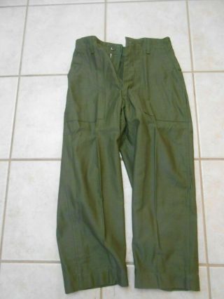 Rare Size 30 X 29 Men Trouser Sateen Cotton Vietnam Era Og 107 Type 1 Green Pant
