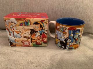 Vintage Walt Disney Exclusive Pinocchio Mug Boxed Gepetto Figaro Rare