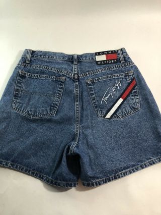 Vtg Tommy Hilfiger Women Size 14 Jean Shorts 90s Spellout Rare High Waist