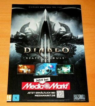 Diablo Iii Reaper Of Souls Switch Ps3 Ps4 Xbox One 360 Rare Promo Poster Ad Art