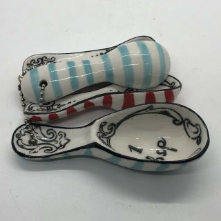Anthropologie Ceramic Nesting Crowned Leaf Measuring Spoons By Molly Hatch - Rare