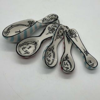 Anthropologie Ceramic Nesting Crowned Leaf Measuring Spoons by Molly Hatch - Rare 2