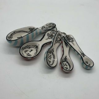 Anthropologie Ceramic Nesting Crowned Leaf Measuring Spoons by Molly Hatch - Rare 3