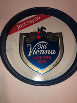 Vintage Advertising Rare Old Vienna Lager Beer Metal Tin Tray Just Say Ov