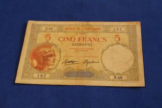 French Somaliland / Djibouti 5 Francs 1926 P.  6b Rare - - See Many More