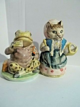 Bp3a Rich Color Beatrix Potter Figurine Jeremy Fisher Frog Cousin Ribby Cat Rare