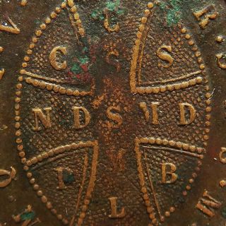 Rare St Benedict Cross Religious Medal Old 19th Century Italian Pendant