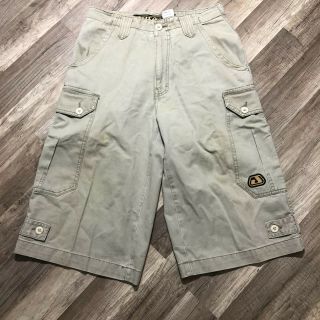 Rare Vintage Jnco Stock Drop 17” Dual Cargo Khaki Shorts Size 30 Wide Leg 90s