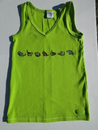 B Kliban 7 Cats Graphic Crazy Shirts Hawaii Rare Lime Green Tank Top Size Xs