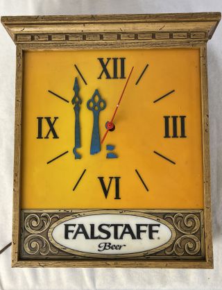 Rare 1960’s Vintage Falstaff Beer Old Bar Lighted Clock Light Box Sign