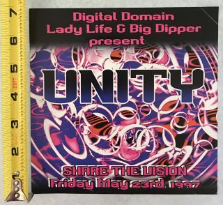 Vintage Rave Flyer 1997 " Unity " Rare Nyc Music Party Memorabilia