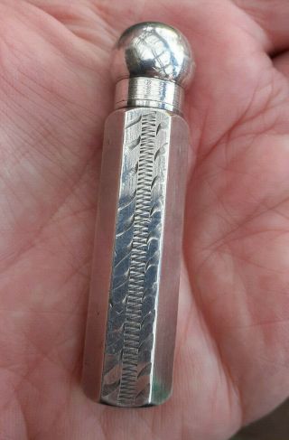 Rare Early Vintage Silver Faced Patent Handbag Perfume Bottle / Atomiser