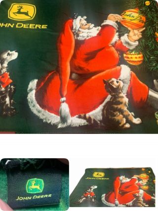 Rare John Deere Licensed Fleece Blanket/throw Christmas Santa 60” X 48”