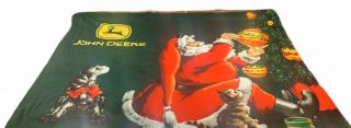 Rare John Deere Licensed Fleece blanket/Throw Christmas Santa 60” X 48” 2
