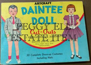 Rare Artcraft Paper Products " Daintee Doll Cut - Outs " 3 Paper Dolls & Clothes
