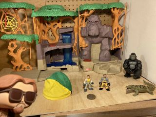 Imaginext Gorilla Mountain Jungle Playset W/ Bat Disc Figures Rare Tent & More