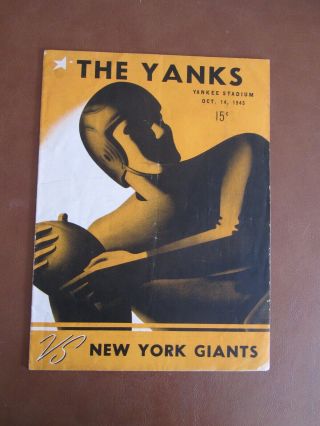 " The Football Yanks Vs York Giants - Oct.  14,  1945 Program (very Rare)