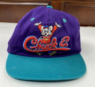 Rare Vintage 1994 Chuck E.  Cheese Purple/green Youth Hat/cap,  Showbiz Pizza Time