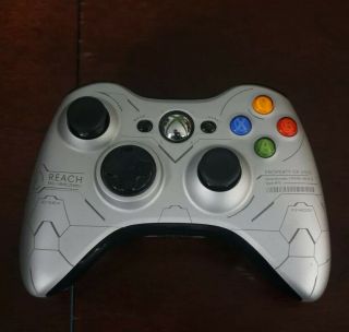 Limited Edition Rare Microsoft Xbox 360 Halo Reach Gamepad Controller - Silver