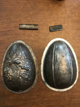 Rare Antique Vintage Metal Chocolate Mold - Large Egg W/ Clips
